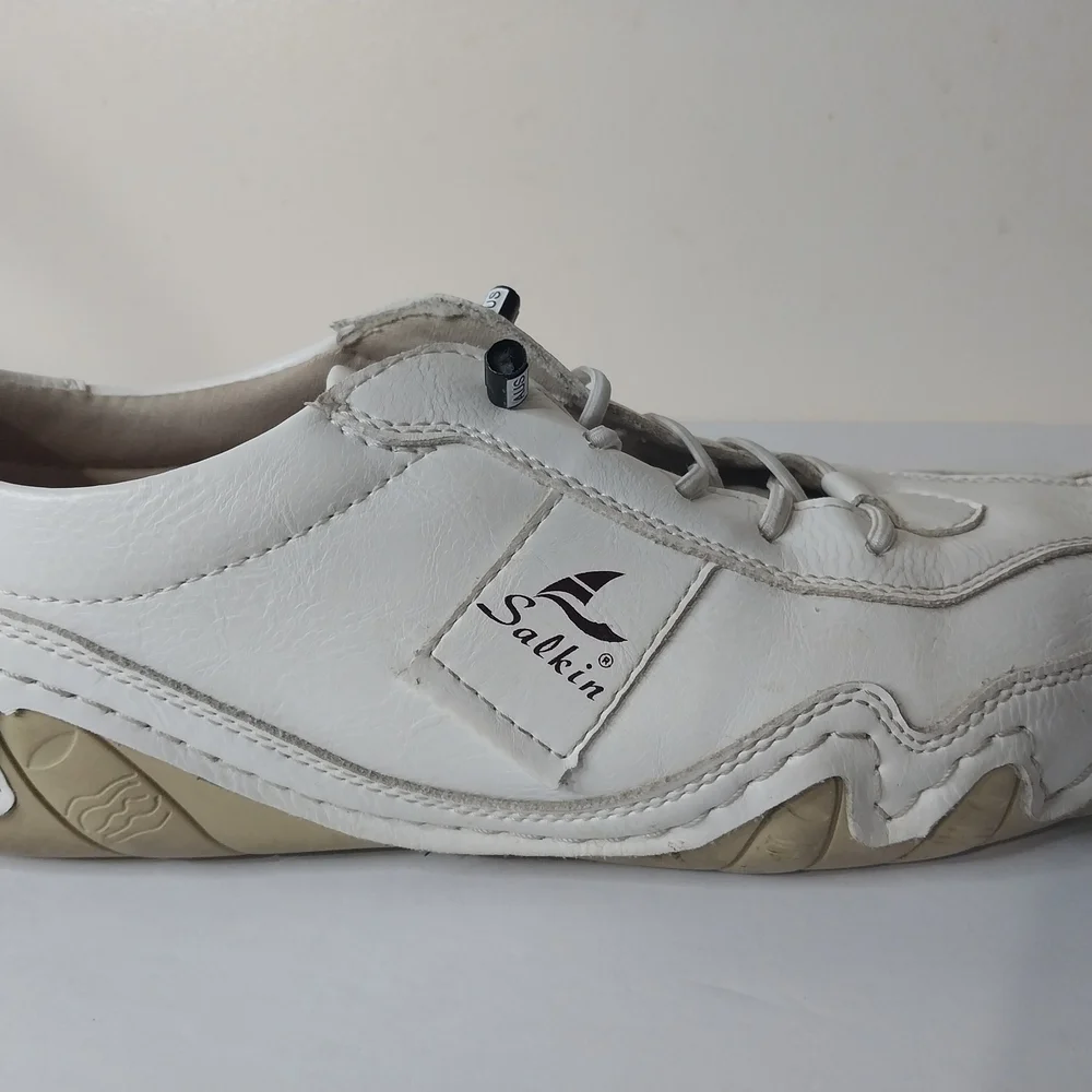 Salkin Handmade White Leather Men's Sneakers Size 40